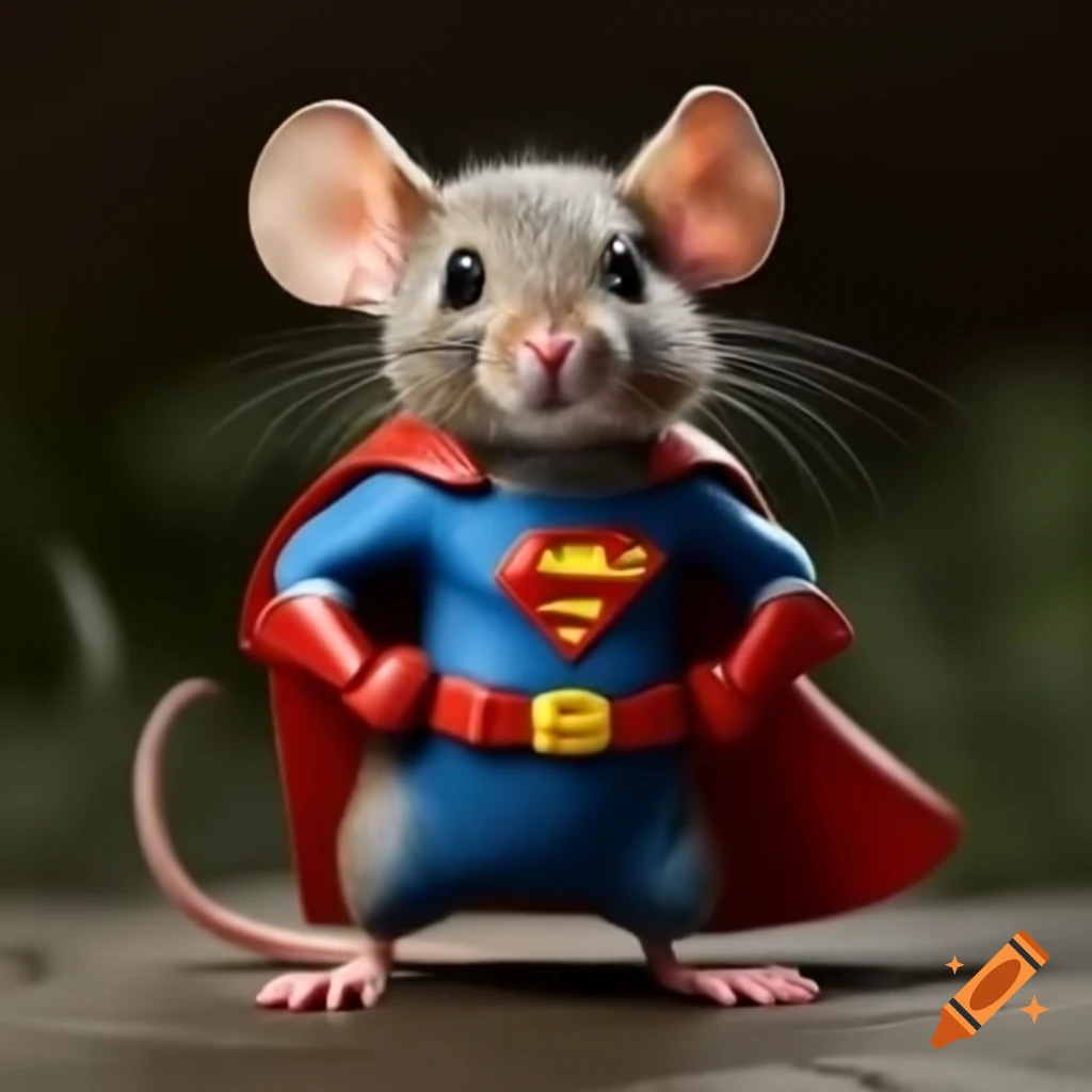 Mouse dressed as a superhero, showcasing playful character design