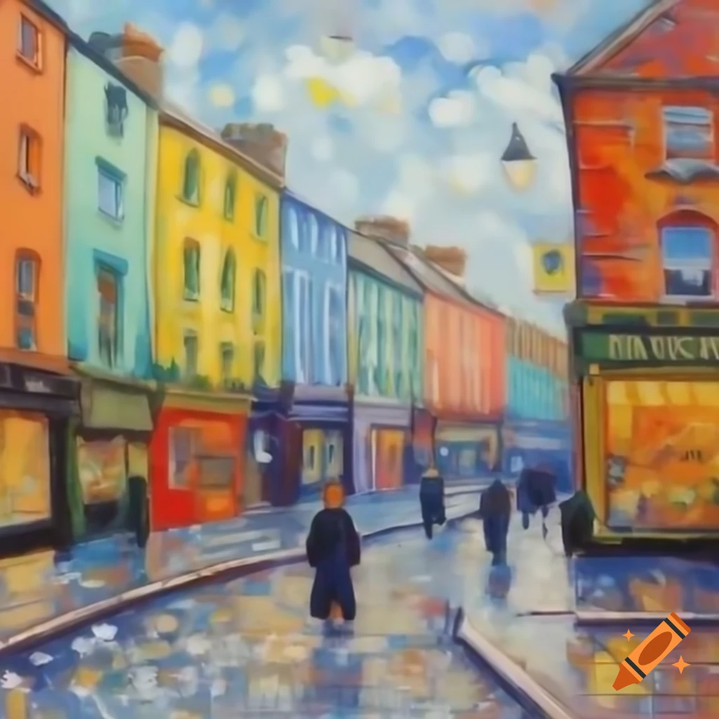 Impressionist painting of Cork city, Ireland