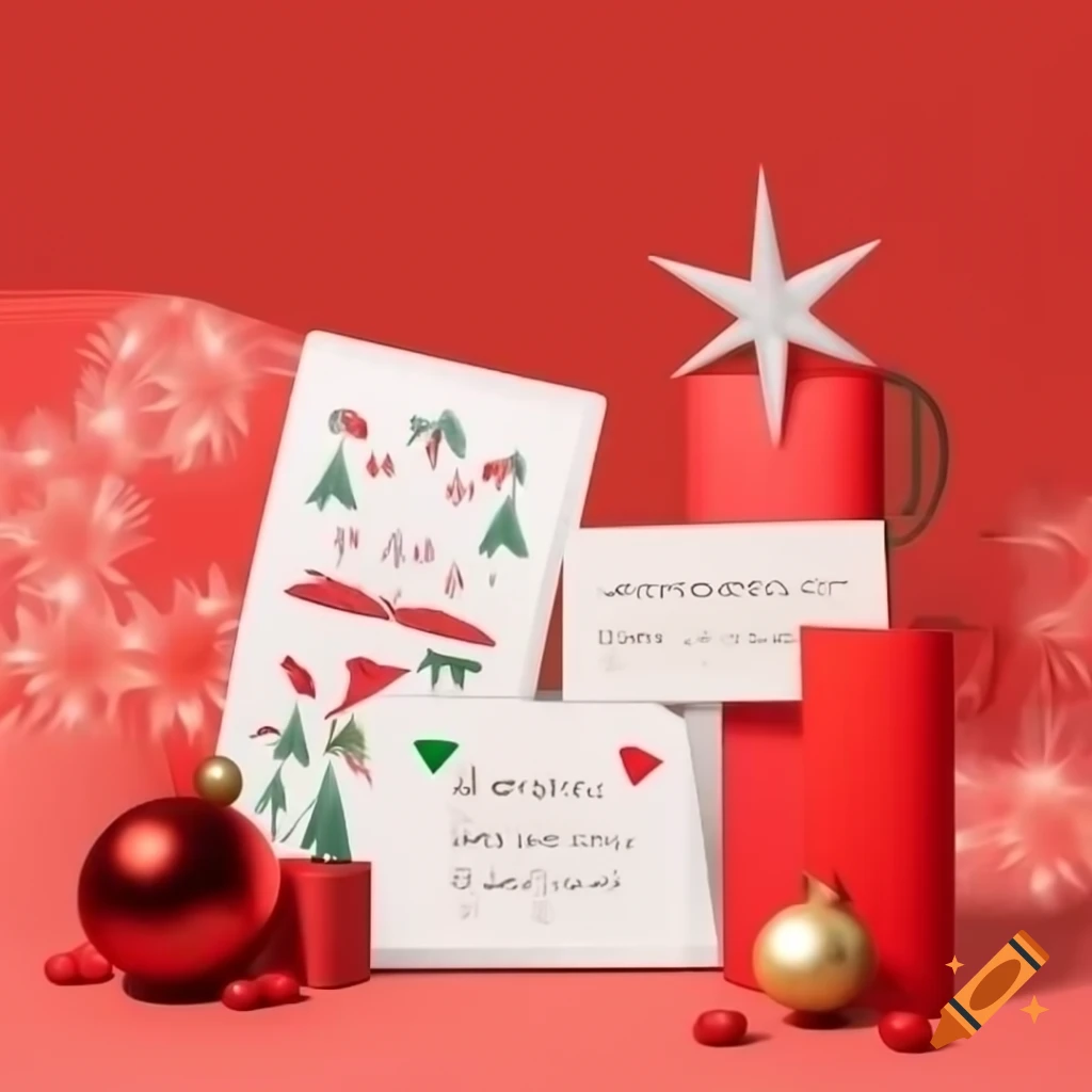 Balanced composition of Christmas decorations with "Merry Christmas & Happy New Year 2025"