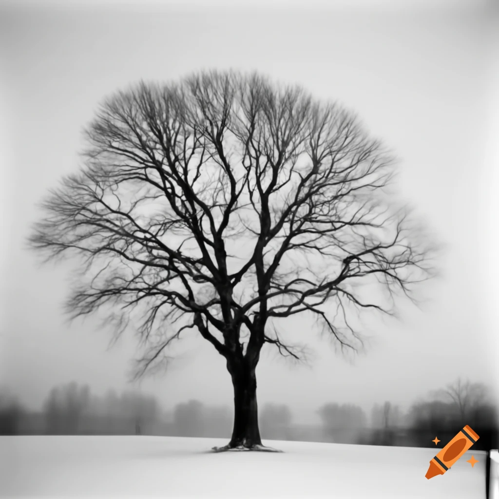 Vintage photo of a leafless winter tree