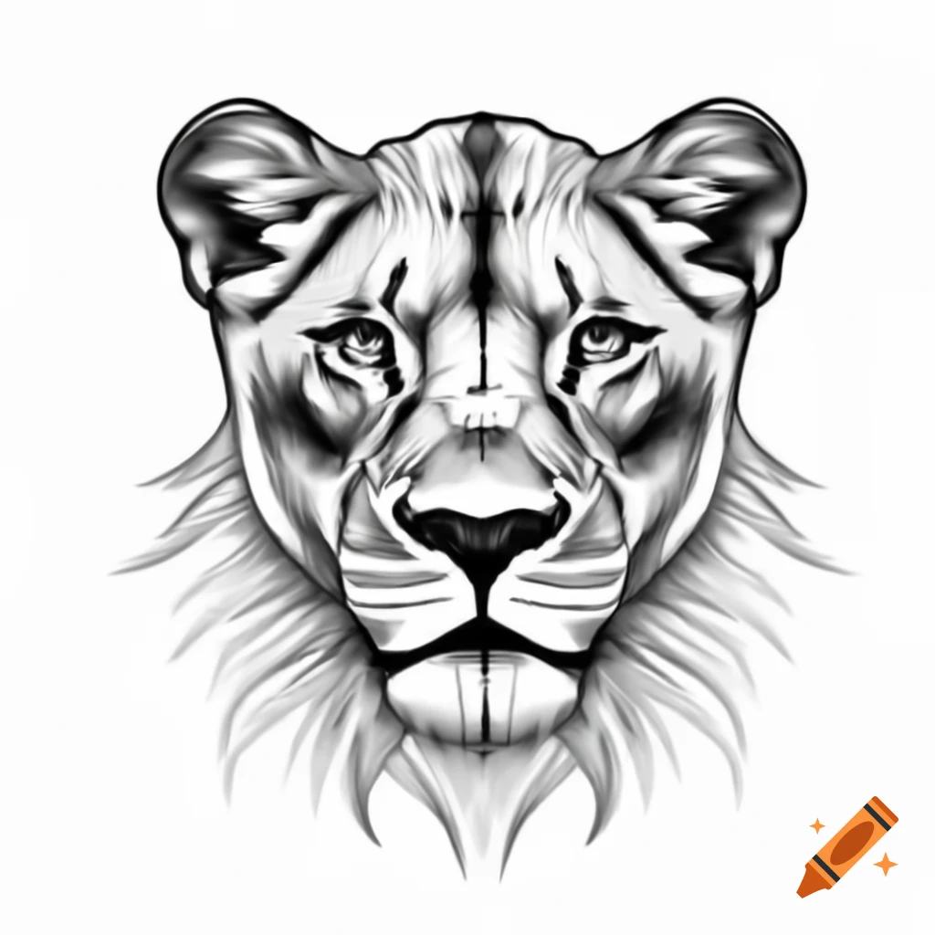 Sketch design of a lioness tattoo