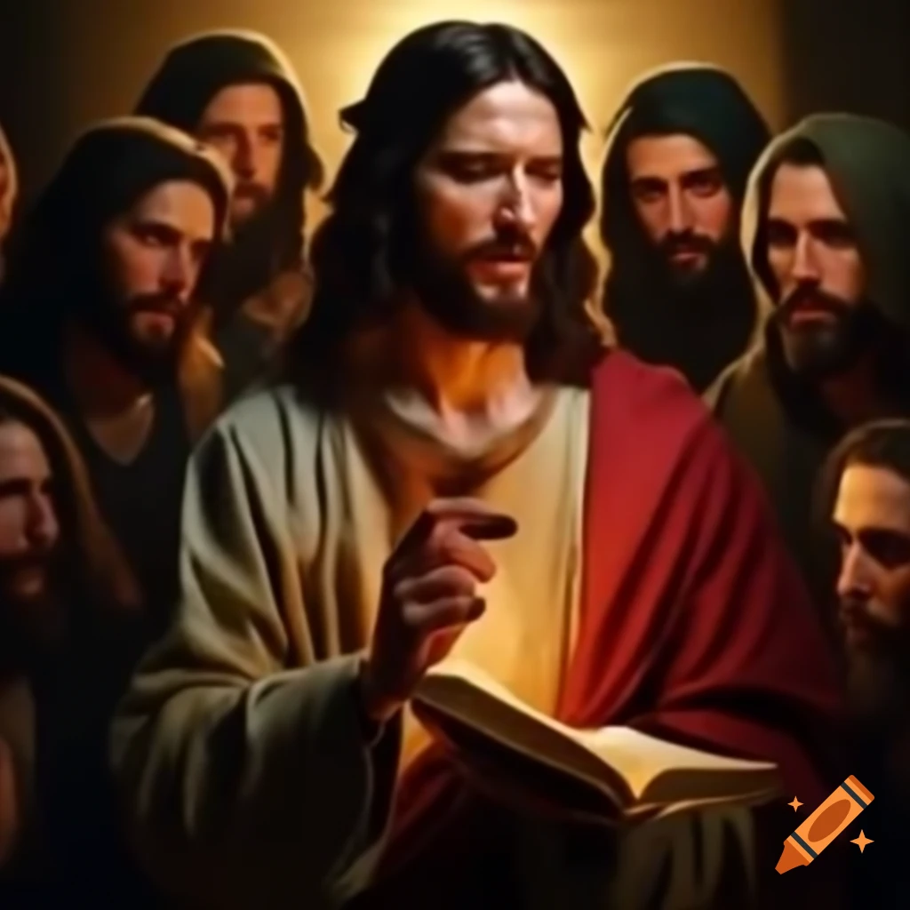 Jesus narrating biblical events to various people