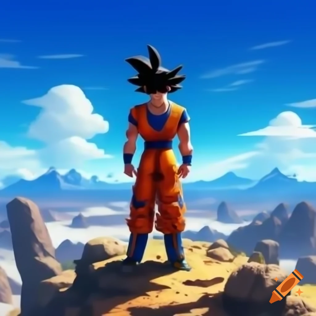 Vegeta and Goku standing on mountain top