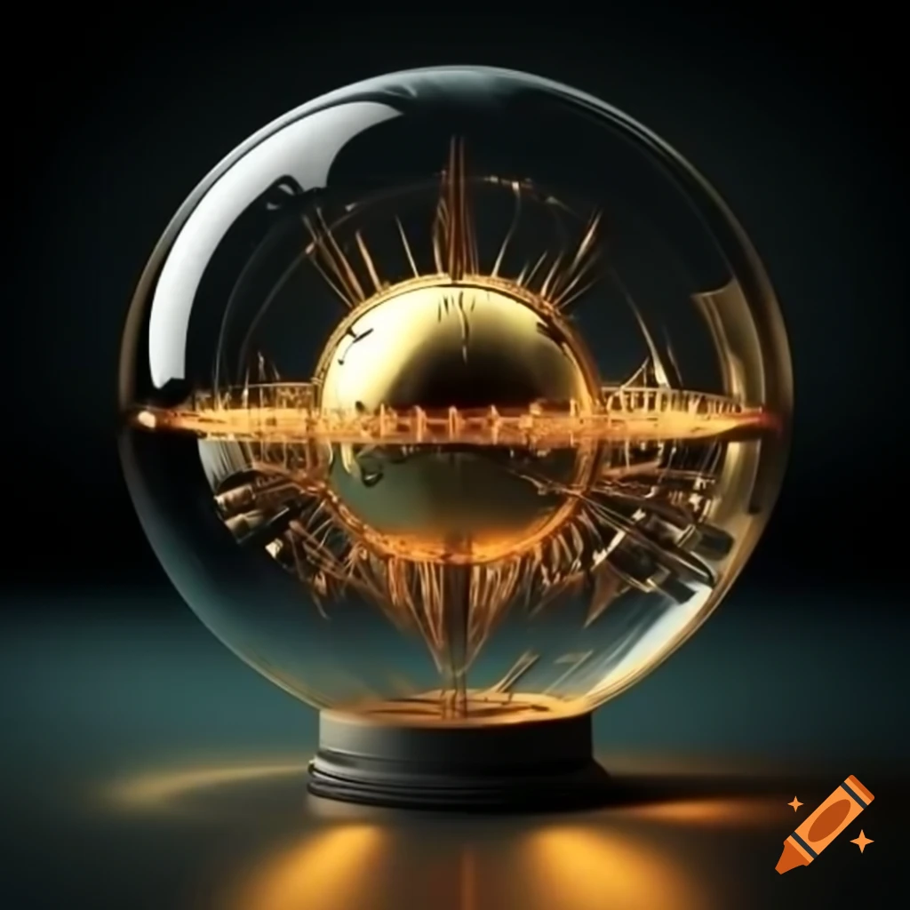 Gleaming orb of Pacxos gold representing a utopian future with technology