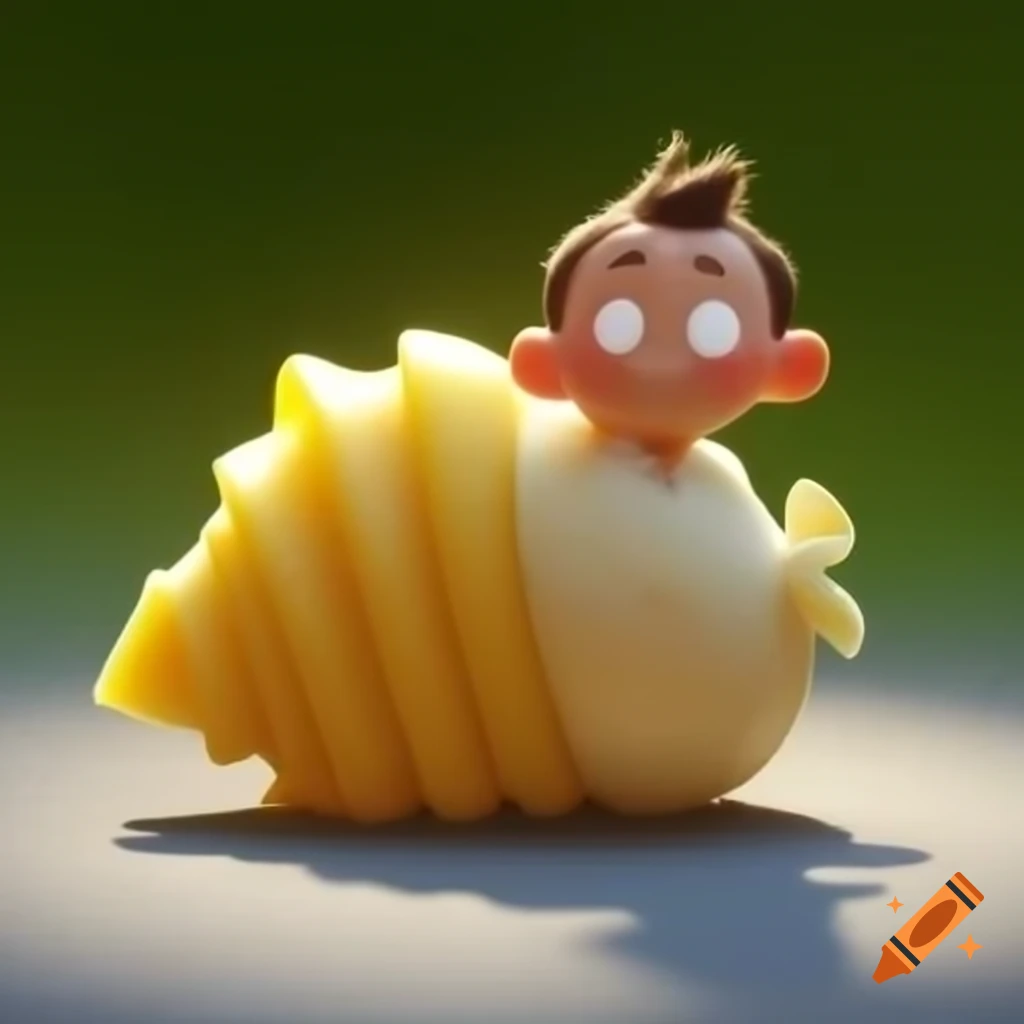 Pasta shell designed to resemble a cute boy