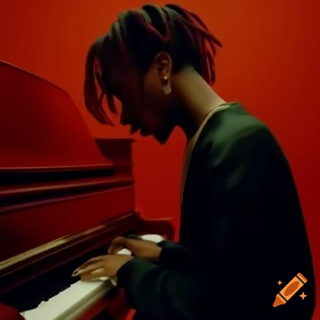 All red piano styled with Playboi Carti aesthetic