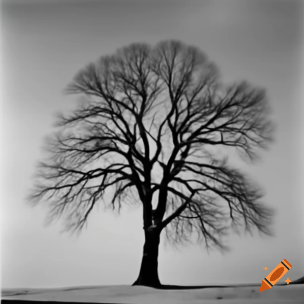 Vintage photo of a leafless winter tree
