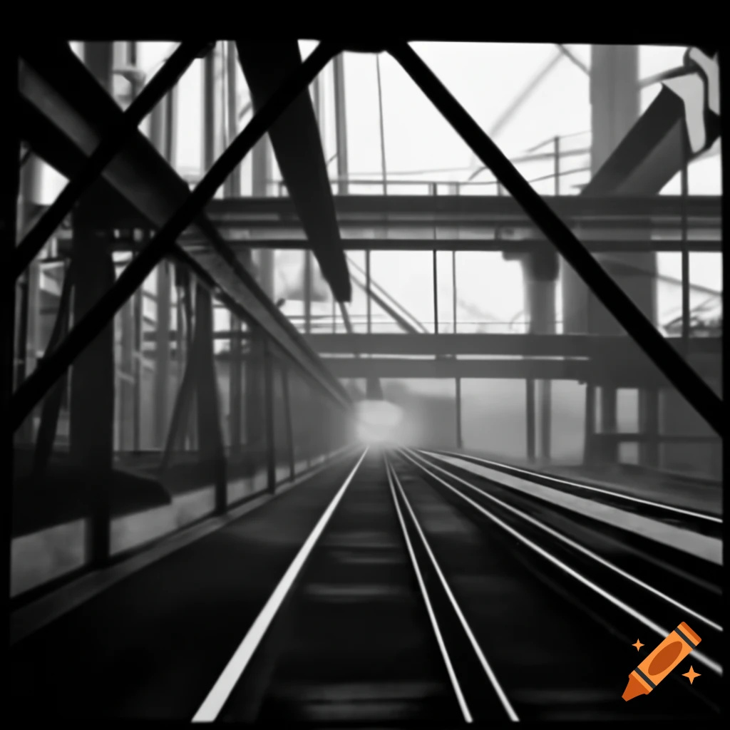 High detail greyscale industrial girder with page border