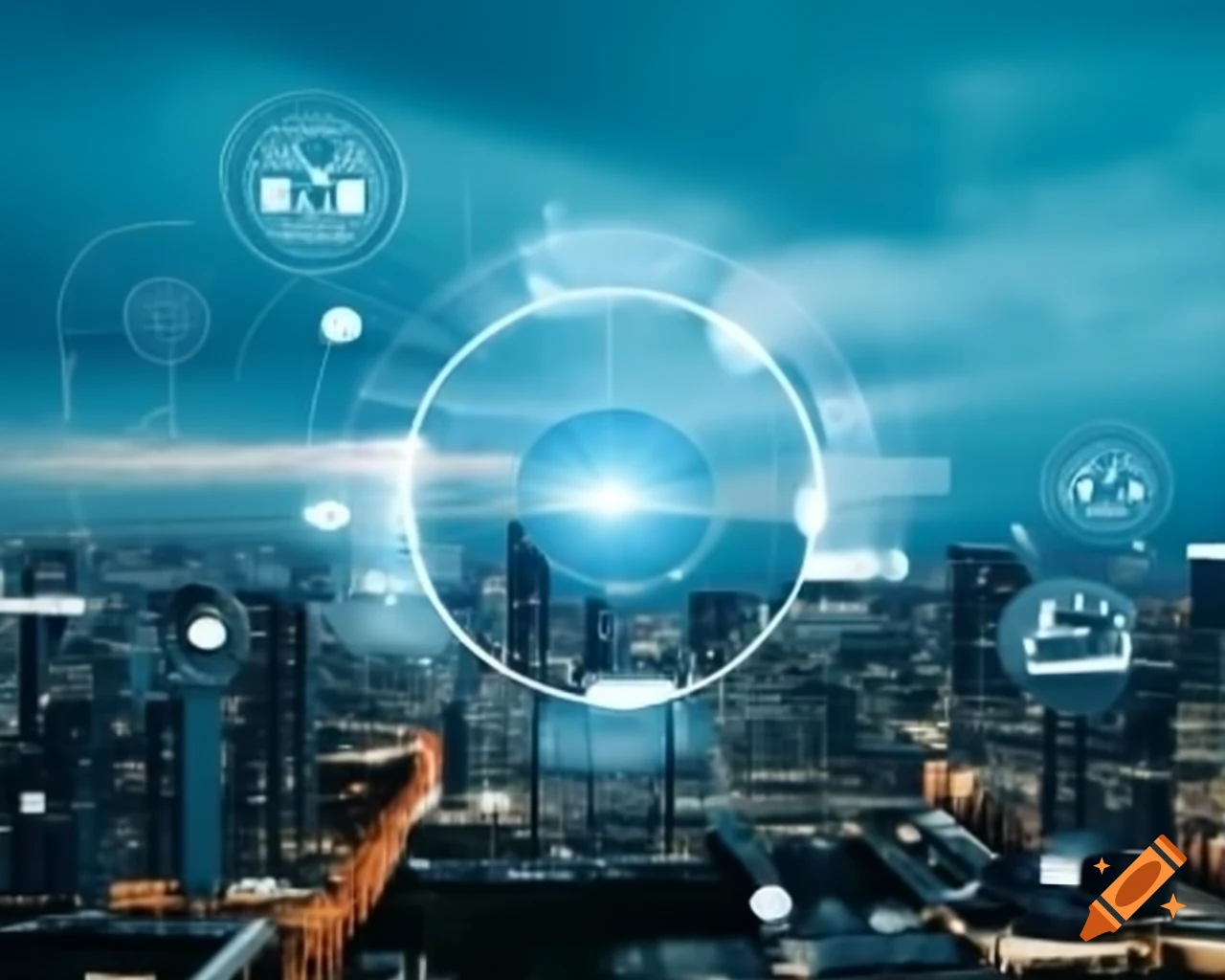 Cityscape highlighting industrial buildings and structures