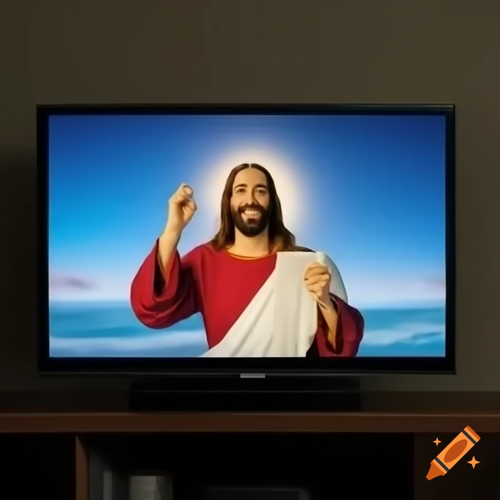 Surreal scene of Jesus on surfboard on the moon, eating McDonalds with Joe Biden and meteor in background