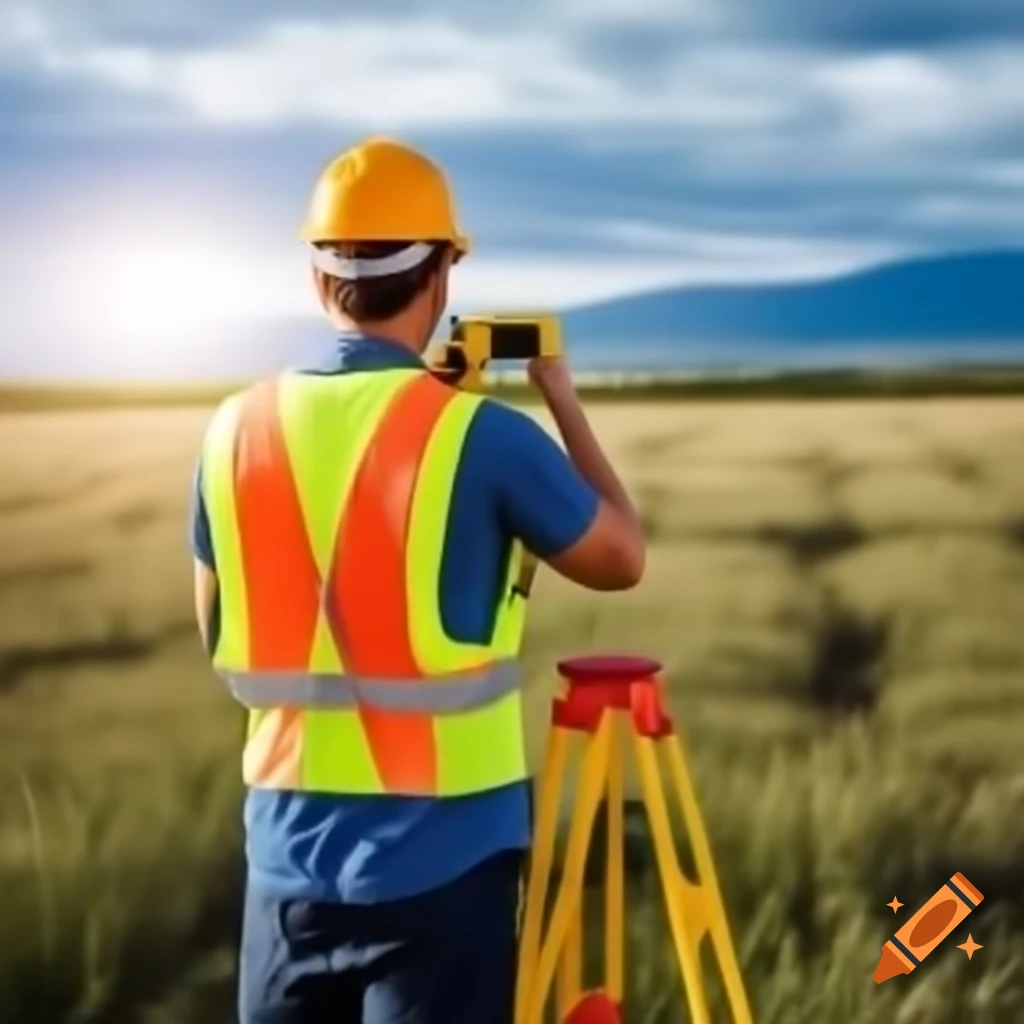 Land surveyor conducting measurements in the field on craiyon