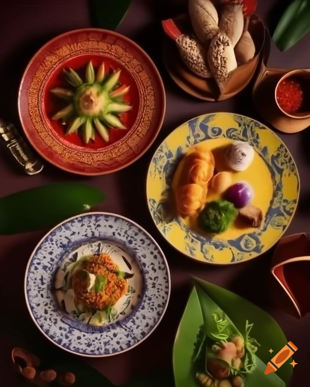 Vibrant advertisement poster for Thai restaurant Empty Plate, featuring traditional Thai font