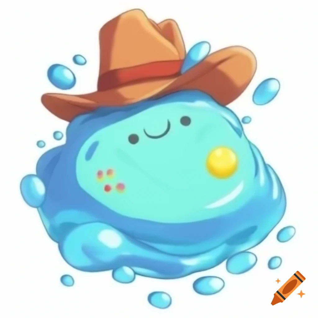 Round anime-style cowboy slime character
