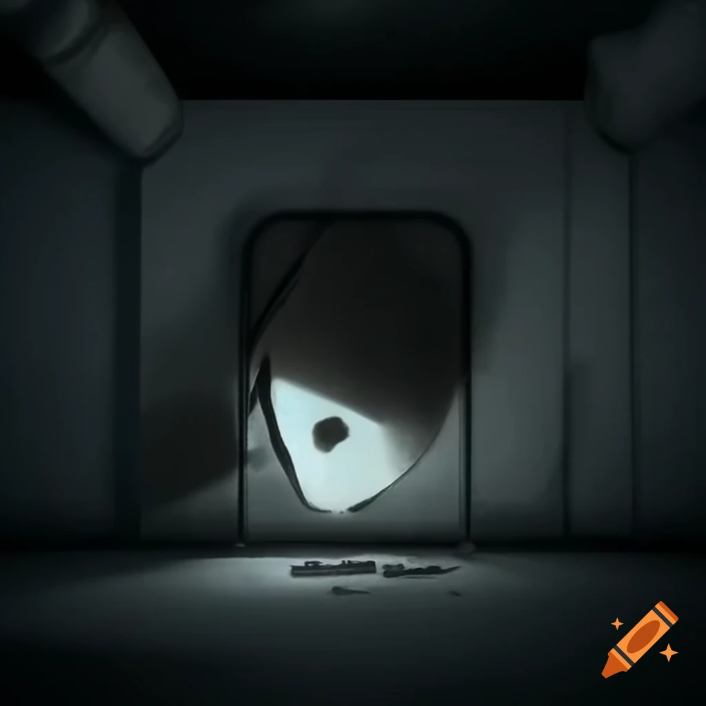 Large broken tube in dimly lit room with cables