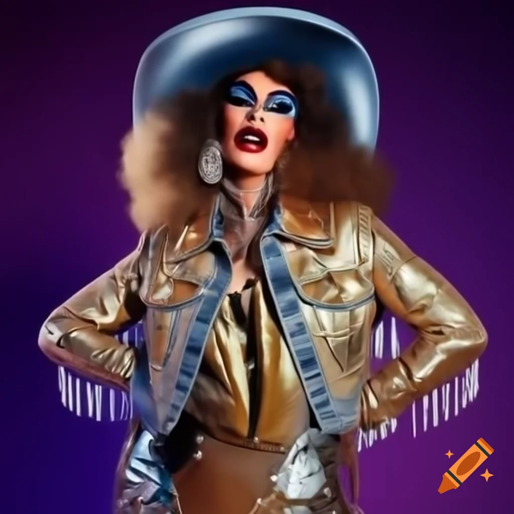 Gold metallic country-inspired outfit for Trixie Tonic, featuring shimmering denim jacket and silver fringe