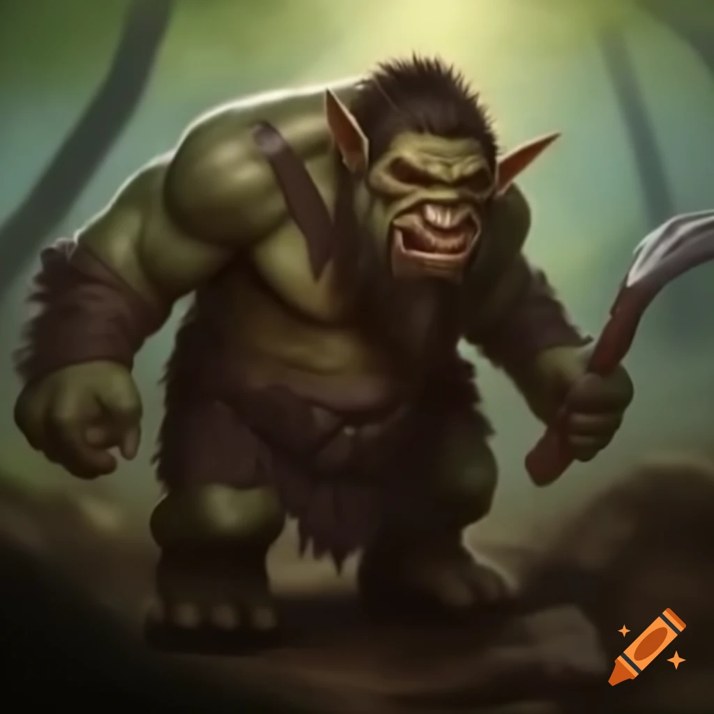 Two hunters engaged in a scene confronting an ogre