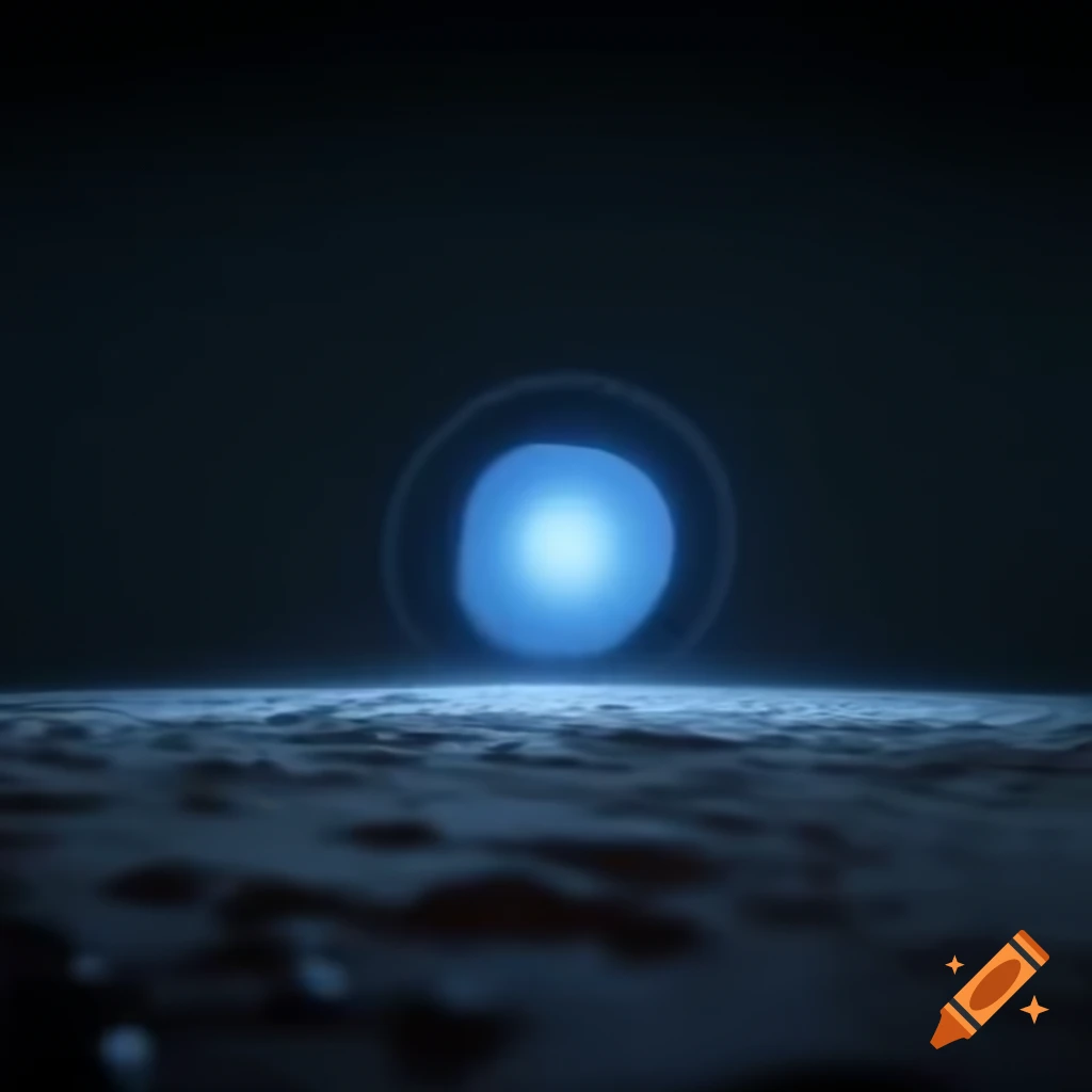 CGI glowing phantom in dark space with reflective ground