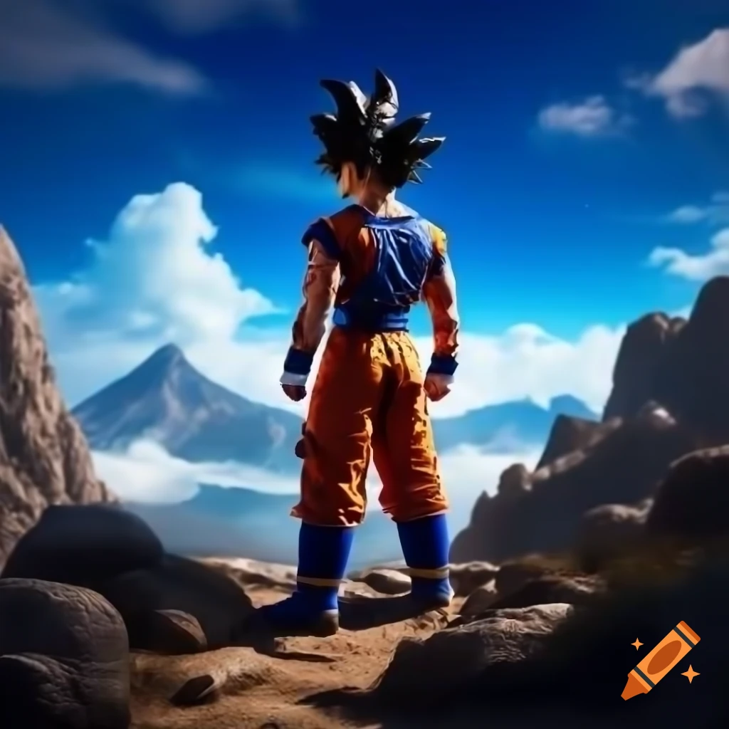 Vegeta and Goku standing on mountain top