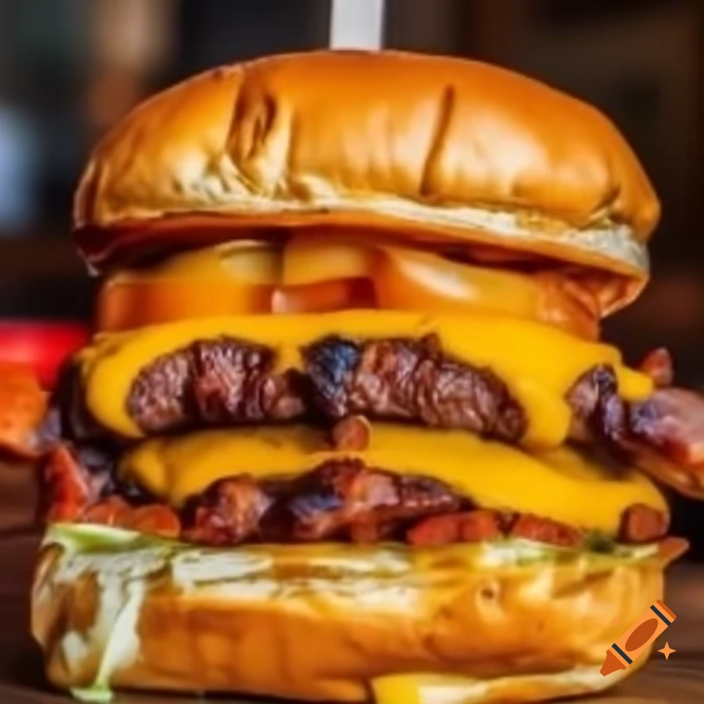 Barbecue Bacon Burger At Indie Restaurant On Craiyon