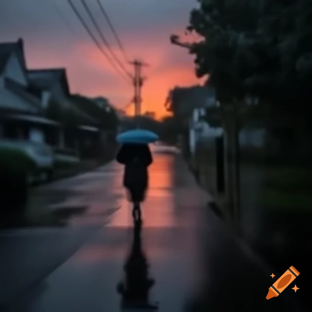 Person walking in the rain