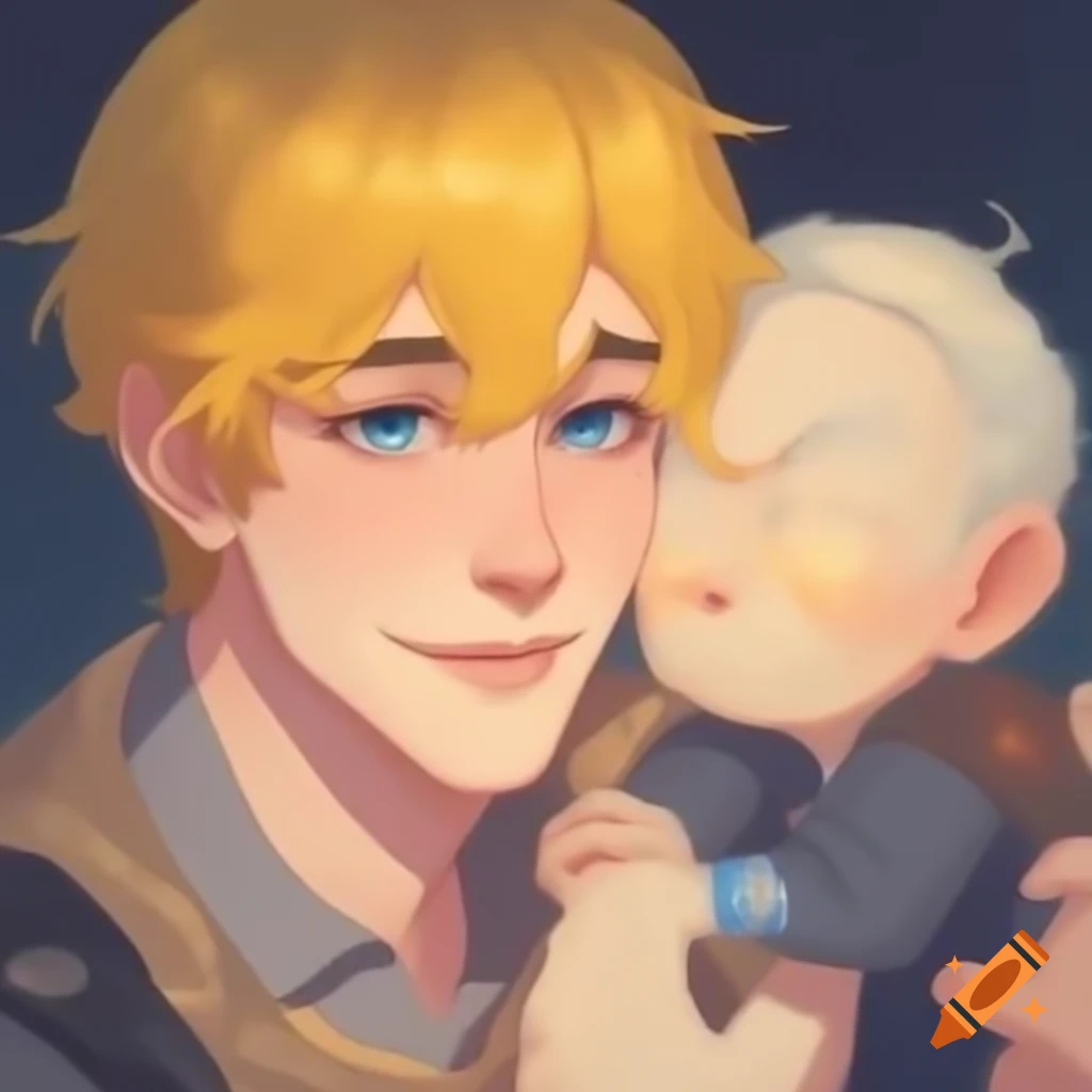Portrait of a young handsome man with yellow hair and blue eyes