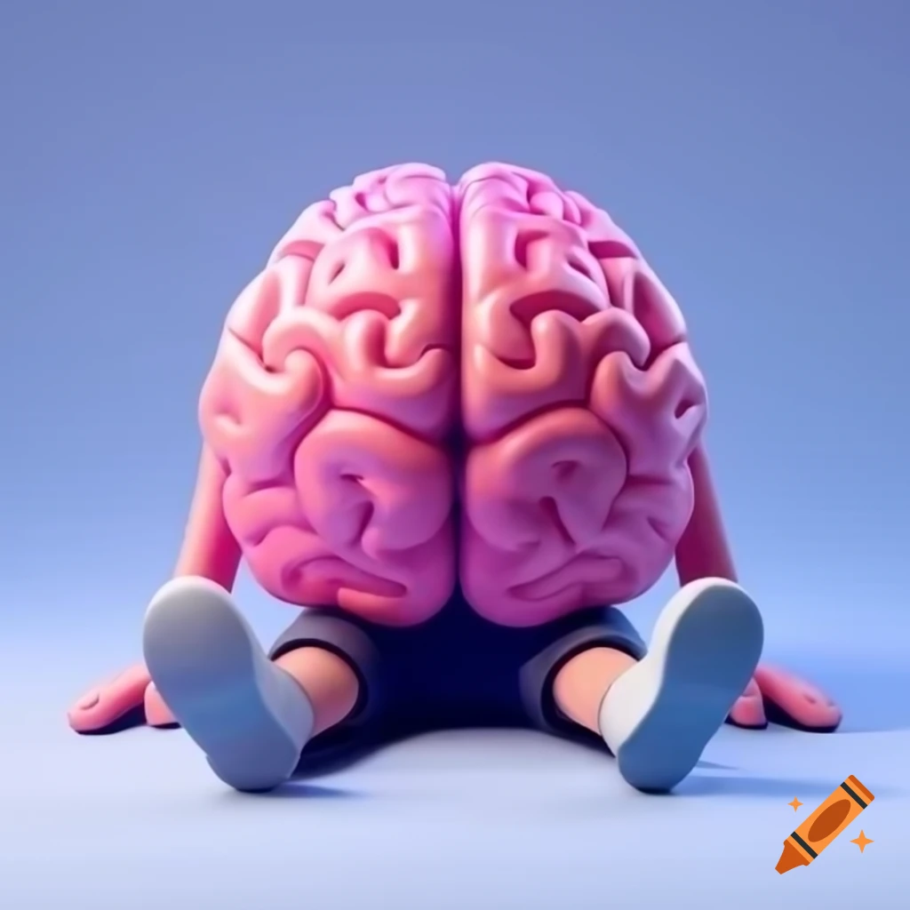 Illustration of an angry brain character on craiyon