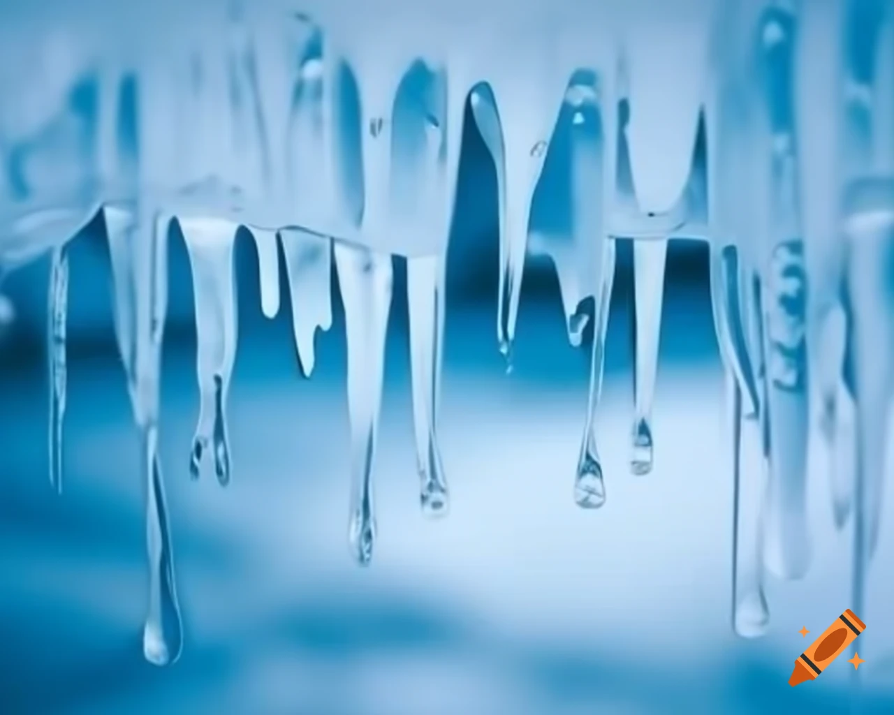 Close-up of melting ice wall with droplets