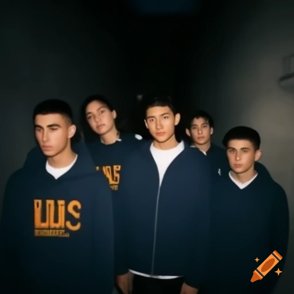 Group of guys in hoodies in dark alley captured on CCTV
