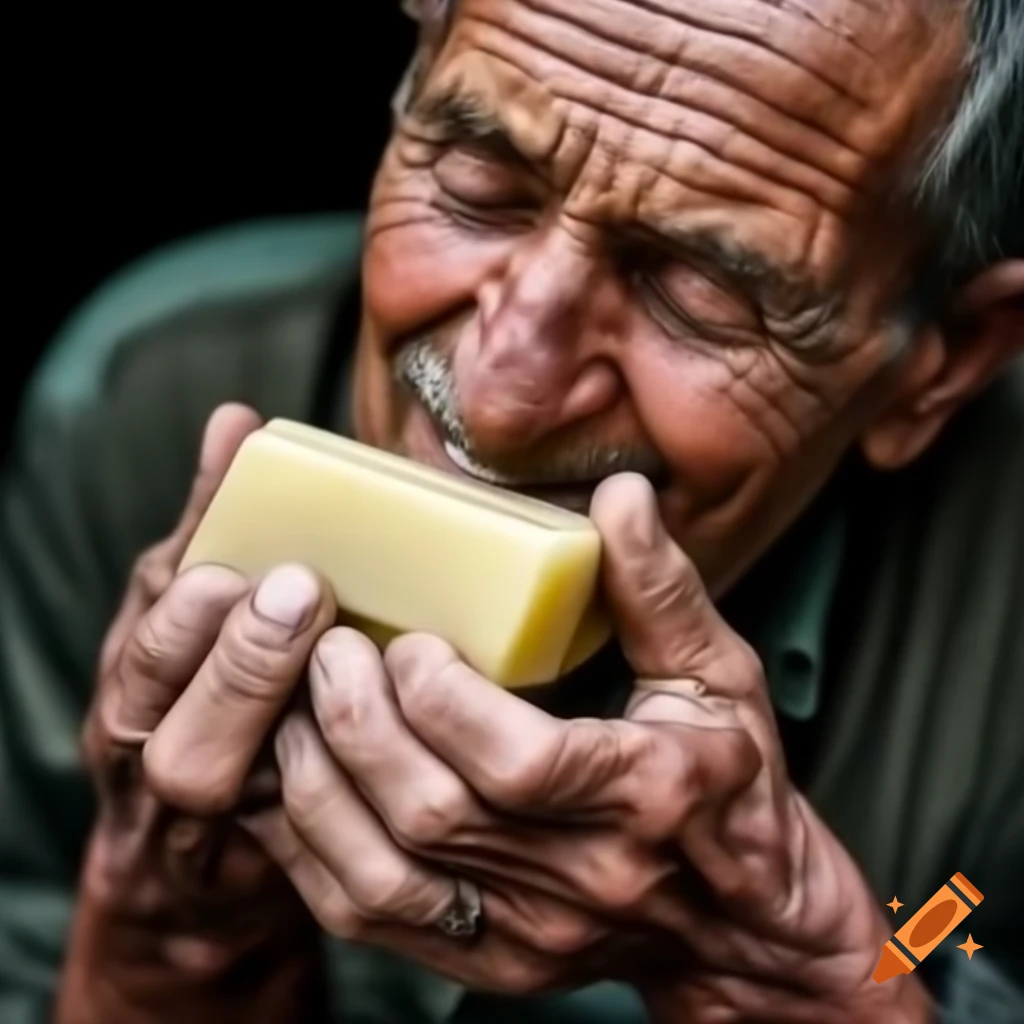 Close-up of a joyful elderly man with an unkempt appearance