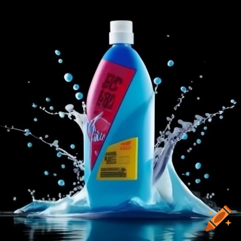 Rori liquid detergent bottle with colorful splash for cleaning power