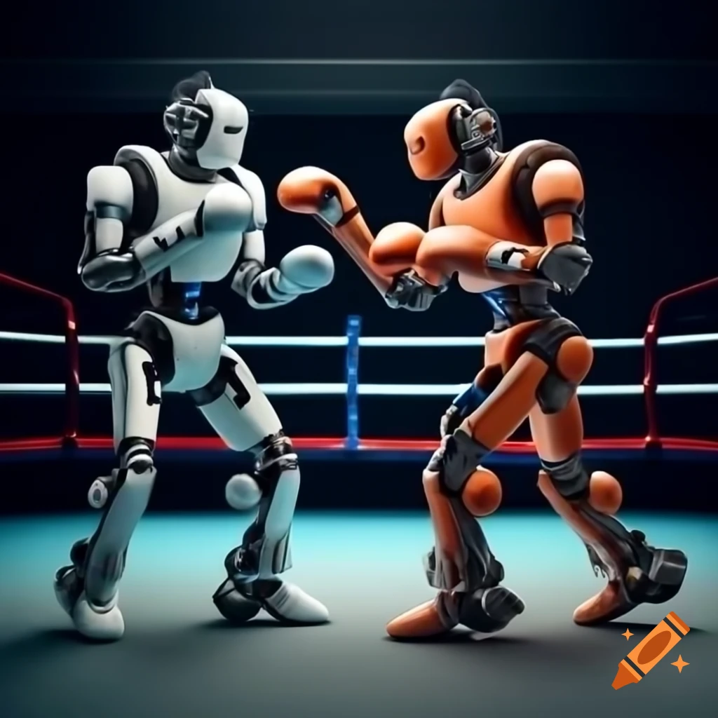 Generative AI robots boxing in a ring