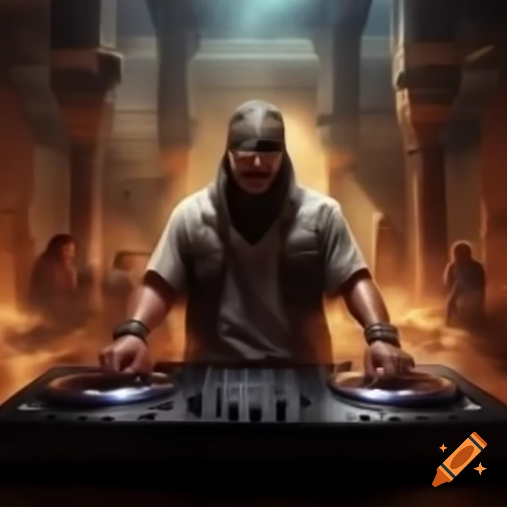 DJ performing in an ancient Persian setting