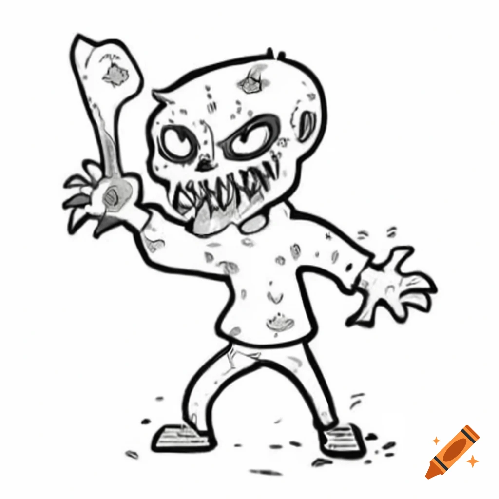Cartoon sketch of a horde of zombies