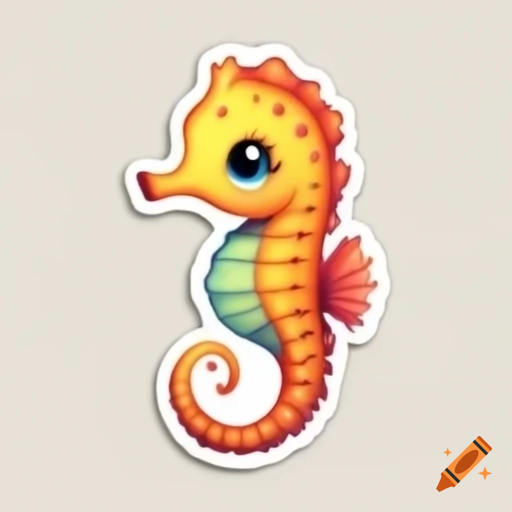 Cute seahorse sticker design