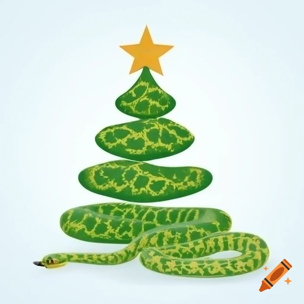 Christmas tree decorated with snake ornaments