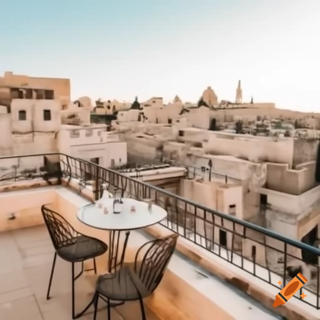 Housewarming invitation featuring rooftops of Amman with cat Zuri