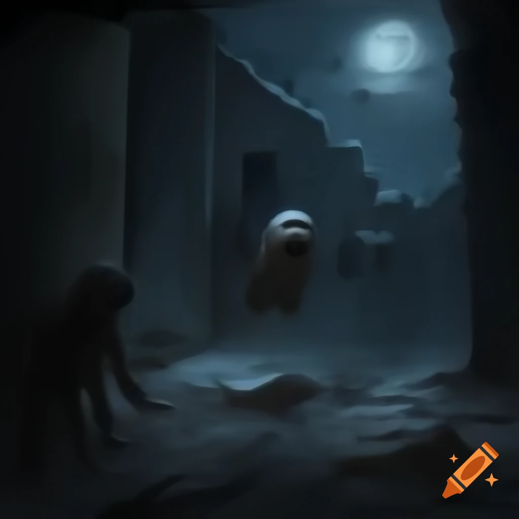 Creepy moonlit scene with distorted shadow of a sloth on a wall