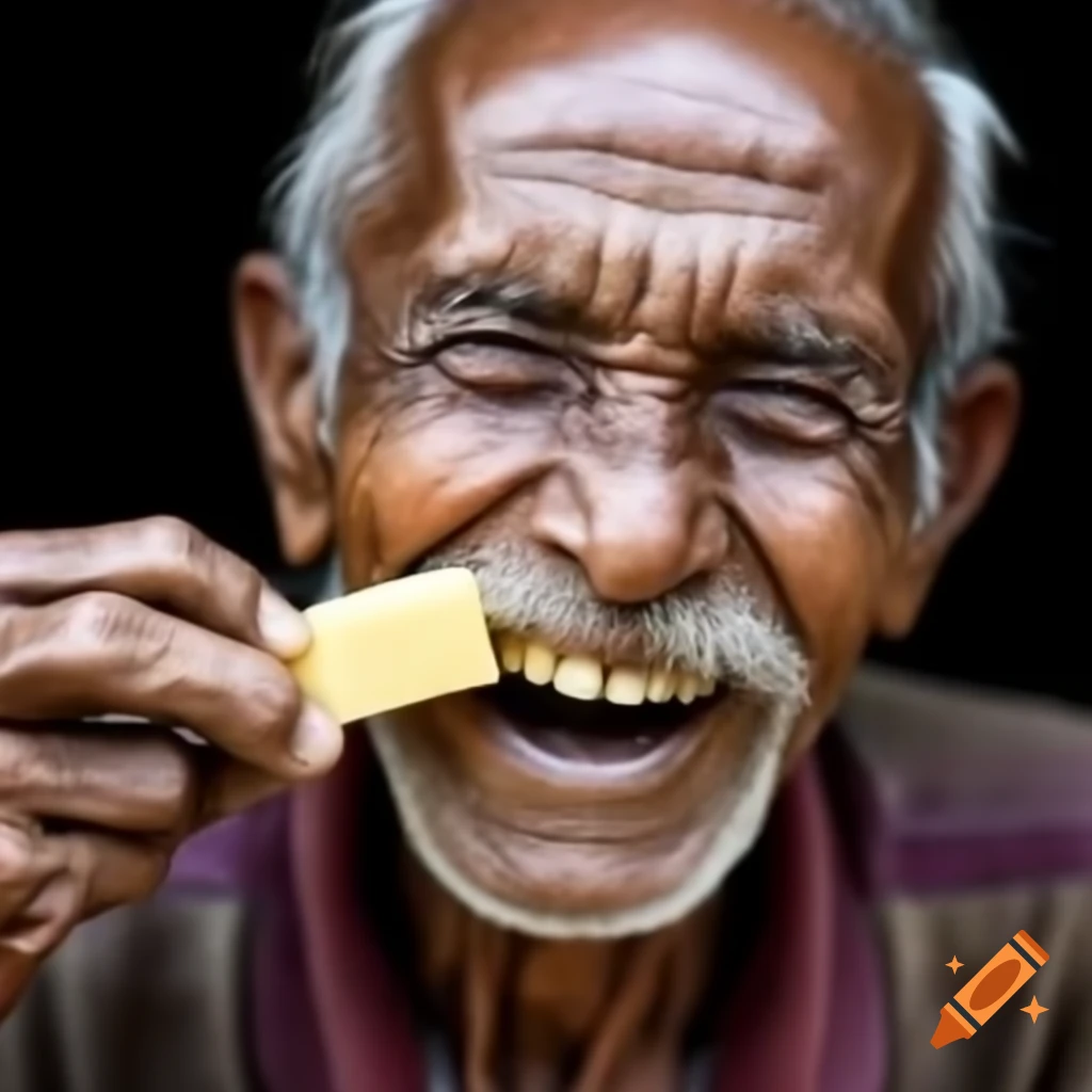 Close-up of a joyful elderly man with an unkempt appearance
