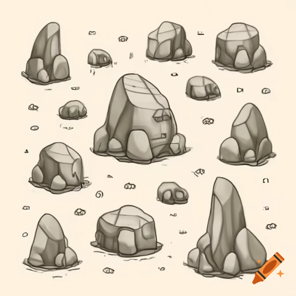 Illustration of rocks on a pirate treasure map