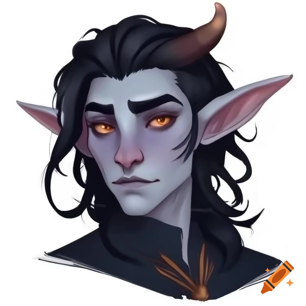 Captivating Tiefling Bard With Golden Adorned Horns And Deep Brown Skin 