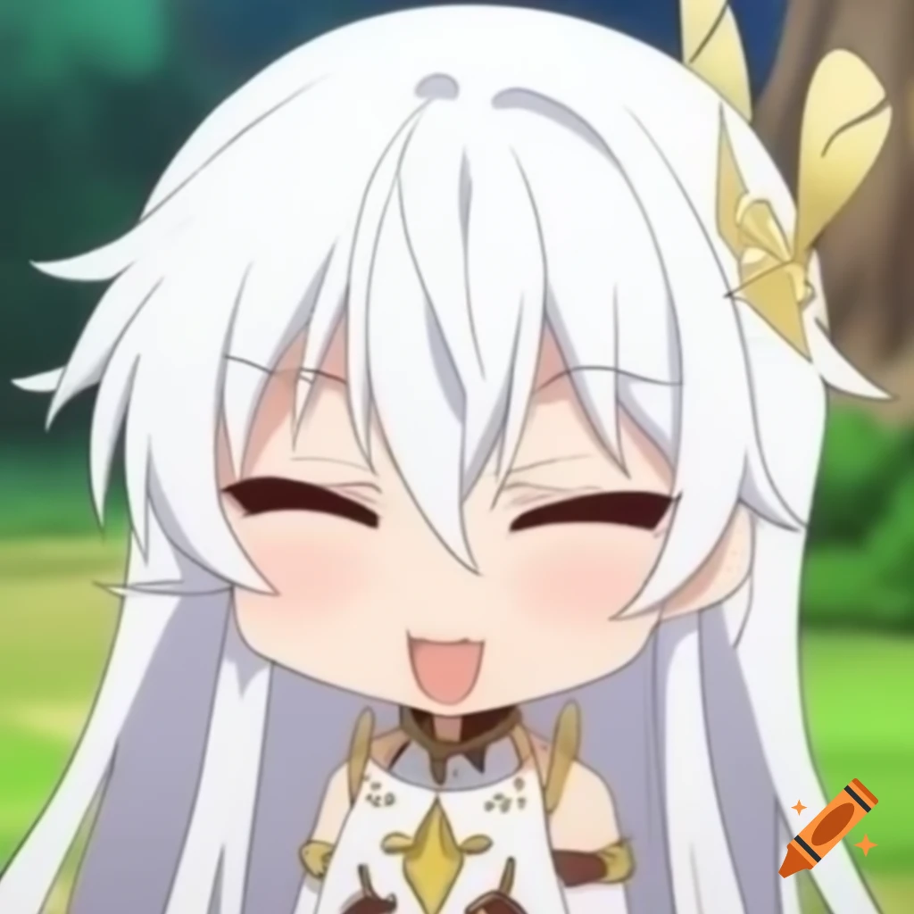 White-haired fairy anime chibi character