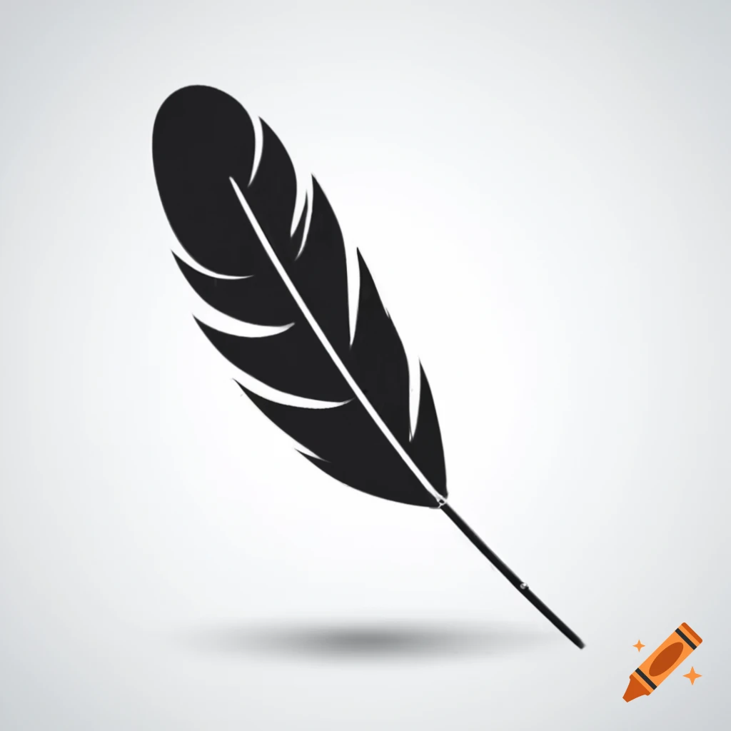 Black feather on white background