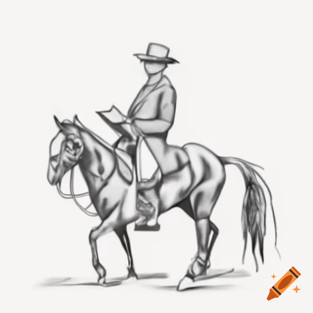 Poul revere and his horse depicted in pencil sketch