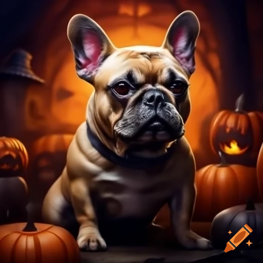 Spooky themed French bulldog