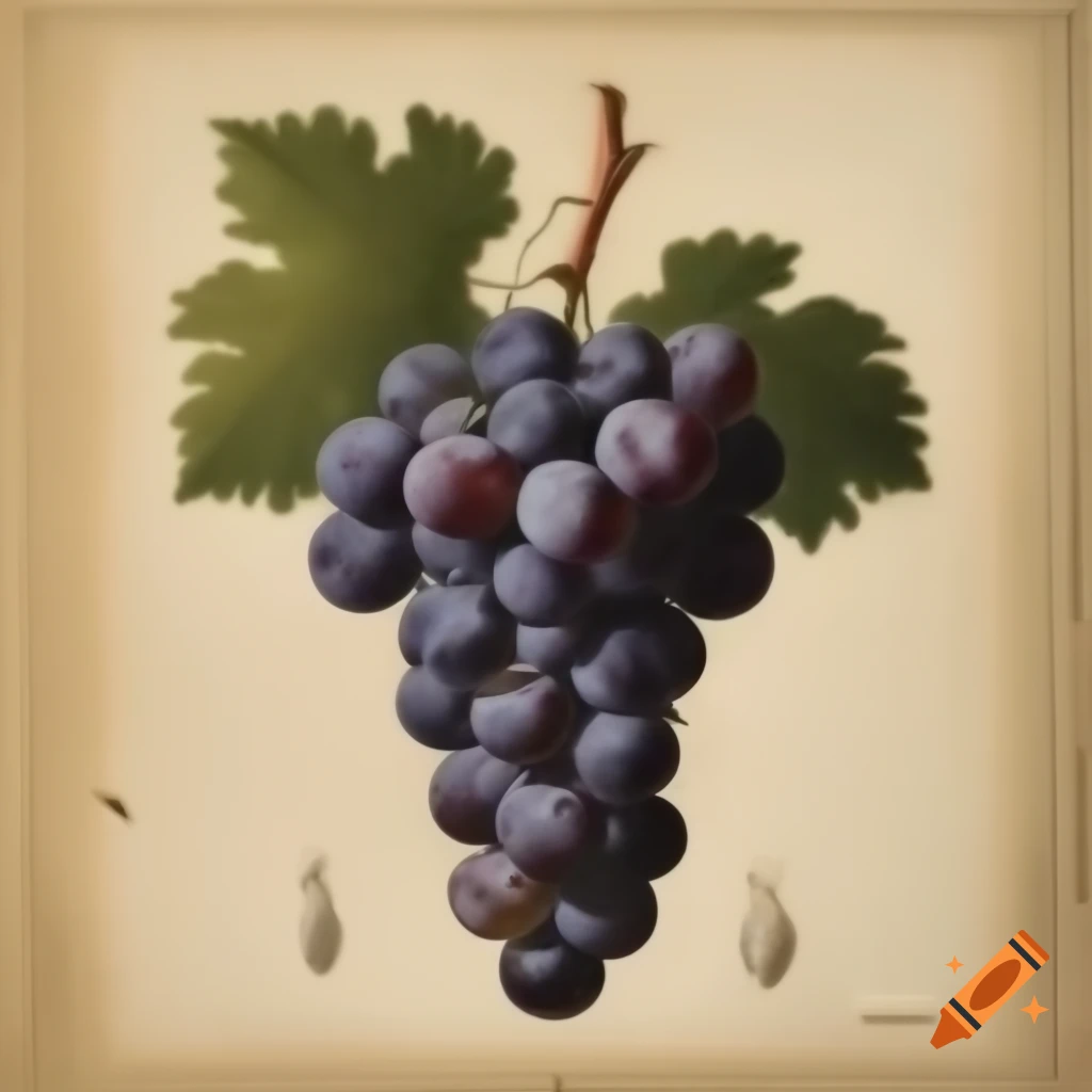 18th century chromolithograph of grapes, photogravure style