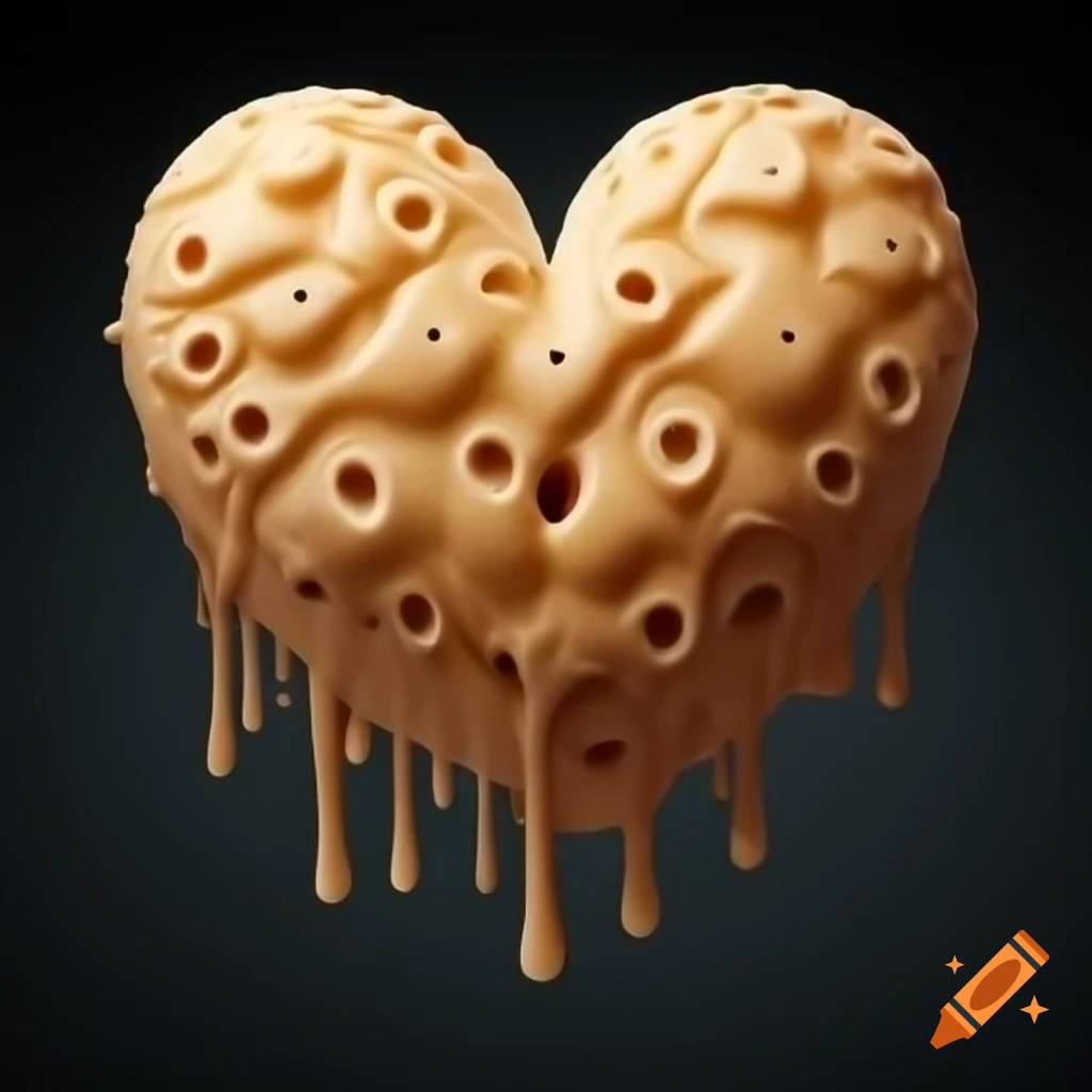 Heart shape with holes dripping frosting