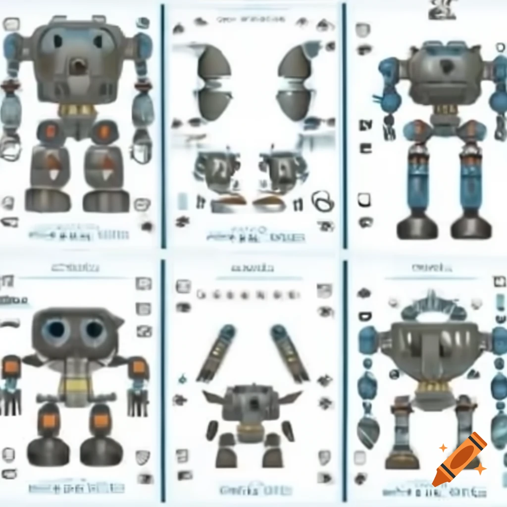 Flashcards featuring robots and body parts with names