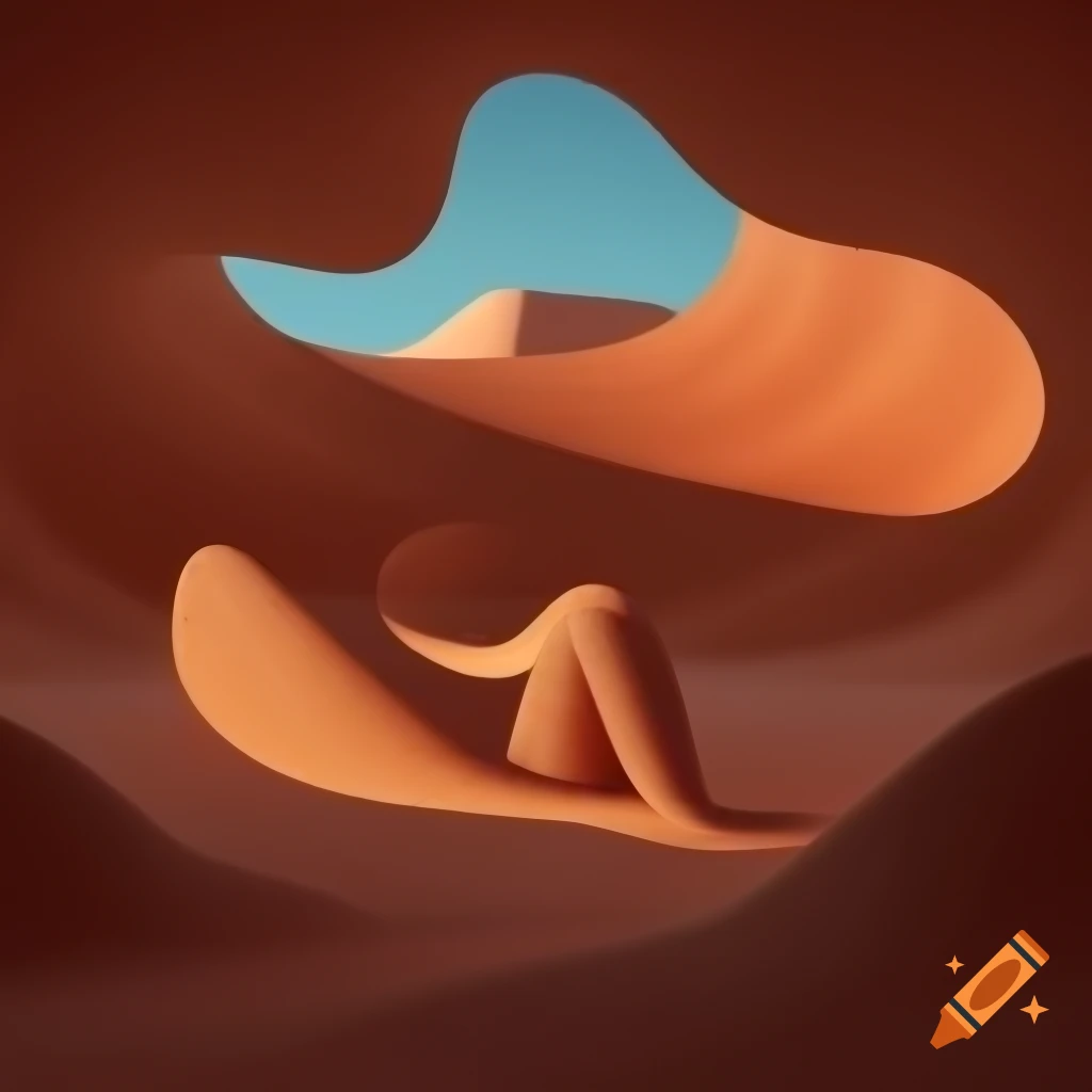 Surreal landscape with smooth curves resembling human body form in earthy tones