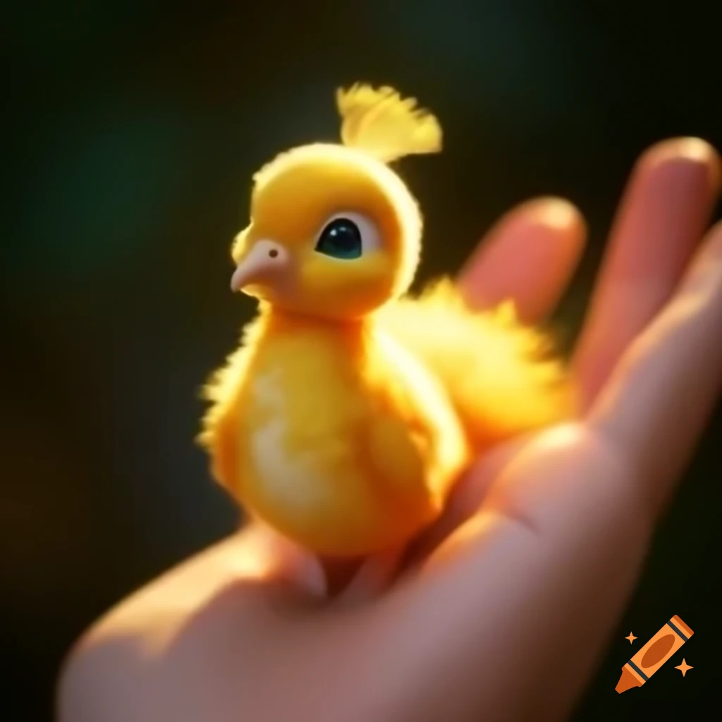 World's tiniest golden peacock in hand with soft delicate feathers