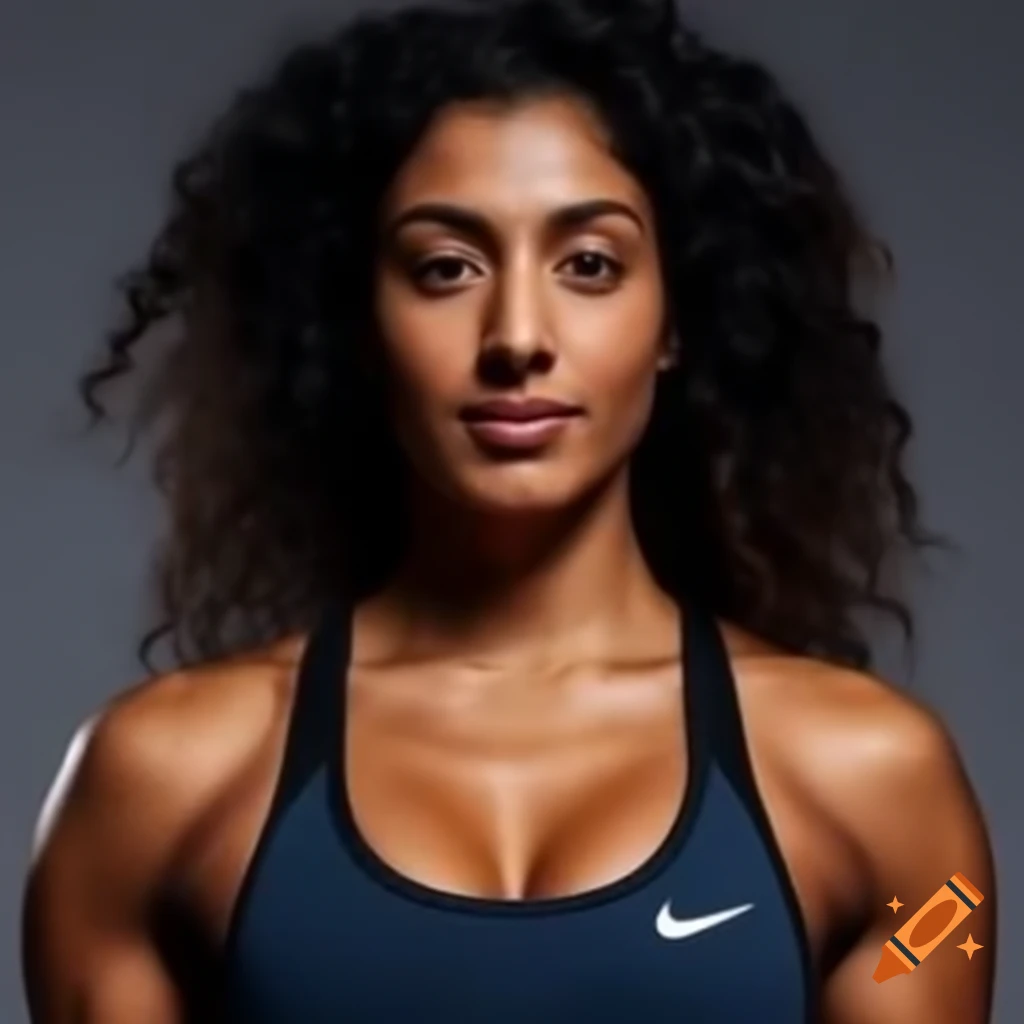 Arabian Nabatean woman in sportswear with curly hair